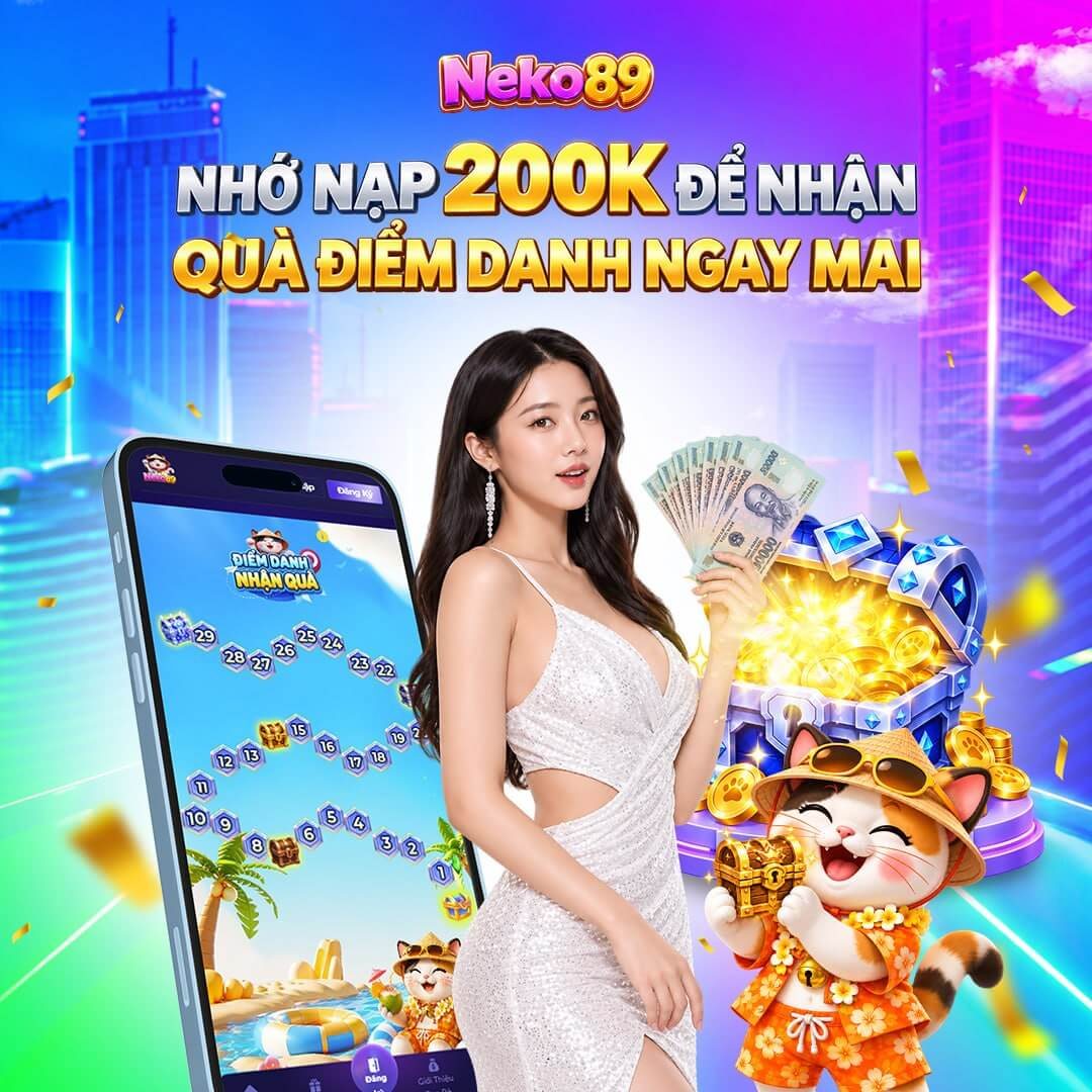Nhớ nạp 200K để nhận quà điểm danh ngày mai tại Neko89 Việt